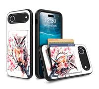 for iPhone 17 Air Case Wallet Case with Credit Card Holder Dual Layer Shock Proof Protective Phone Case for iPhone 17 Air 6.5 inch 2025 - Cherry Flower Owl