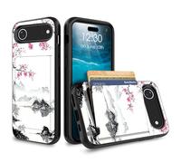 for iPhone 17 Air Case Wallet Case with Credit Card Holder Dual Layer Shock Proof Protective Phone Case for iPhone 17 Air 6.5 inch 2025 - Cherry Blossom Mountain