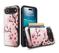 for iPhone 17 Air Case Wallet Case with Credit Card Holder Dual Layer Shock Proof Protective Phone Case for iPhone 17 Air 6.5 inch 2025 - Pink Cherry Tree