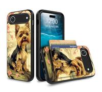 for iPhone 17 Air Case Wallet Case with Credit Card Holder Dual Layer Shock Proof Protective Phone Case for iPhone 17 Air 6.5 inch 2025 - Cherry Blossom Dog