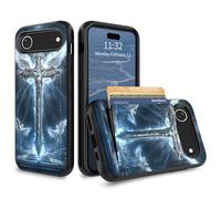 for iPhone 17 Air Wallet Case with Credit Card Holder Hybrid Dual Layer God Jesus Christian Cross Design for Women Man Heavy Duty Shockproof Protective Phone Case for Apple iPhone Air 6.5" 2025