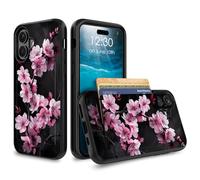 for iPhone 17 Case Wallet Case with Credit Card Holder Dual Layer Shock Proof Protective Phone Case for iPhone 17 6.3 inch 2025 - Cherry Blossom Trees