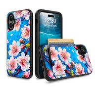 for iPhone 17 Case Wallet Case with Credit Card Holder Dual Layer Shock Proof Protective Phone Case for iPhone 17 6.3 inch 2025 - Cherry Blossom Tree