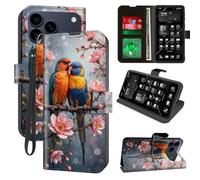 for iPhone 17 Pro 6.3'' Wallet Case with RFID Blocking, 4 Card Holders, Kickstand, Wrist Strap - Magnetic PU Leather Flip Phone Case Protective Cover for Women & Men,Two Love Rainbow Lorikeets