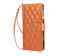 for iPhone 17 Pro Case PU Leather Shockproof Zipper Flip Wallet Phone Case Shock-Absorption Magnetic Closure Viewing Stand Notebook Bumper Cover with Card Holder orange