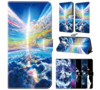 for iPhone 17 Pro Max Case, Flip Case with Card Holder PU Leather Shockproof Bumper Stand Wallet Cover Kickstand Protective Phone Cases for iPhone 17 Pro Max,Blue Sky