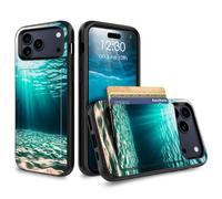 for iPhone 17 Pro Max Case Wallet Case with Credit Card Holder Dual Layer Shock Proof Protective Phone Case for iPhone 17 Pro Max 6.9 inch 2025 - Sea