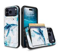 for iPhone 17 Pro Max Case Wallet Case with Credit Card Holder Dual Layer Shock Proof Protective Phone Case for iPhone 17 Pro Max 6.9 inch 2025 - Big Blue Fish