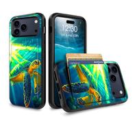 for iPhone 17 Pro Max Case Wallet Case with Credit Card Holder Dual Layer Shock Proof Protective Phone Case for iPhone 17 Pro Max 6.9 inch 2025 - Galaxy Big Green Tree