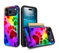 for iPhone 17 Pro Max Case Wallet Case with Credit Card Holder Dual Layer Shock Proof Protective Phone Case for iPhone 17 Pro Max 6.9 inch 2025 - Cute Dog Paws