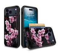 for iPhone 17 Pro Max Case Wallet Case with Credit Card Holder Dual Layer Shock Proof Protective Phone Case for iPhone 17 Pro Max 6.9 inch 2025 - Cherry Blossom Trees