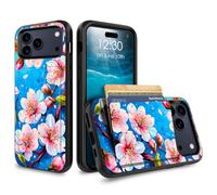 for iPhone 17 Pro Max Case Wallet Case with Credit Card Holder Dual Layer Shock Proof Protective Phone Case for iPhone 17 Pro Max 6.9 inch 2025 - Cherry Blossom Tree