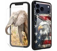 for iPhone 17 Pro Max Phone Case 6.9" with Screen Protector Slim Tempered Glass Back Cover USA American Flag Eagle Design Shockproof Anti-Scratch Protective Case for Apple iPhone 17 Pro Max 2025