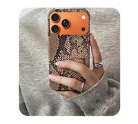 For iPhone 17 Pro Max Python Snake Skin Leather Case - Shockproof Protective Cover Luxury Slim Half Cover Designer Shockproof Protective Case for Women & Men