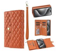 for iPhone 17 Pro Max Wallet Case with Card Holder Slots Crossbody Bag Style Luxury Leather Flip Book Stand Magnetic Protective Cover Women for iPhone 17 Pro Max,orange