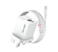 For iPhone 18 Pro Max 17e 17 Charger Plug and Cable 36W GaN USB C Dual Port | 60W USB C Braided Charging Cable Included, Super Fast UK Mains Adapter for iPhone Duo 18 Pro 17 Pro Max 16 15 Plus, iPad