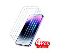 (For iPhone 7 Plus, 4 pieces) 4PCS Full Cover Tempered Glass For iPhone 11 12 13 14 15 Pro Max Screen Protector For iPhone X XR XS Max 7 8 6 Plus Glass Film