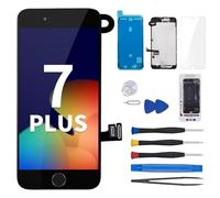 for iPhone 7 Plus Screen Replacement with Home Button 5.5inch Black, 7Plus LCD Display Digitizer Full Assembly Repair Kit with Front Camera Earpiece Speaker Sensor, Fix Tools for A1661, A1784, A1785