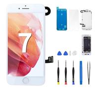 for iPhone 7 Screen Replacement White 4.7" with Home Button LCD 3D Touch Display Digitizer Full Assembly Fix Tools Front Camera Earpiece Speaker Proximity Sensor Glass Repair Kit A1660 A1778 A1779