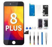 for iPhone 8 Plus Screen Replacement Black 5.5" Kit 8plus LCD Display 3D Touch Digitizer Full Assembly with Magnetic Screws Pad Waterproof Adhesive Fix Front Glass Repair Tools for A1864, A1897, A1898
