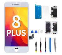 for iPhone 8 Plus Screen Replacement Kit White 8+ Screen Replacement 5.5" LCD 3D Touch Screen Digitizer Frame Assembly with Screen Protector Repair Tools Kit for A1864,A1897,A1898