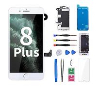 for iPhone 8 Plus Screen Replacement White with Home Button Repair Kit 3D Touch LCD Display Digitizer Full Assembly with Front Camera Ear Speaker Sensor Glass Fix Tool 8plus 5.5" for A1864 A1897 A1898