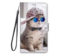 for iPhone Air Case, 3D Shockproof Premium PU Leather Flip Wallet Cover with Magnetic Stand Card Holder Money Pouch Folio TPU Bumper Protective Phone Case for iPhone Air Blue Mirror Cat