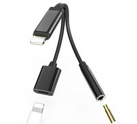 for iPhone to Aux Adapter(2in1)3.5mm Headphone Jack Lightning Cable Charger Splitter Car Audio for Apple MFi Certified Charging Connector Lighting Earphone Adaptor for iPad Converter Dongle Accessorie