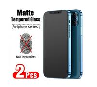 (For iPhone X or XS, 2Pcs) 2PCS No Fingerprint Screen Protectors for IPhone 11 12 13 14 15 Pro Max Mini XS XR X 8 7 Plus SE 2022 Matte Tempered Glass Film
