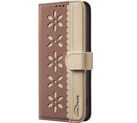for iPhone XS Max Case Wallet with Credit Card Holder, Lace Flowers Pattern Flip Premium PU Leather Magnetic Closure Shockproof Protective Cover for iPhone XS Max,brown