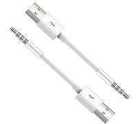 for iPod Shuffle Cable, 2-Pack 3.5mm Jack Plug to USB Charger + SYNC Data Replacement Cable Compatible for Apple iPod Shuffle 3rd 4th 5th Generation MP3/MP4 - White