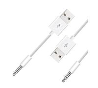 For iPod Shuffle Cable, 3.5mm Jack Plug to USB Charger + SYNC Data Replacement Cable Compatible for iPod Shuffle 3rd 4th 5th 6th Generation MP3/MP4 - White