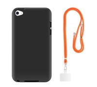 for iPod Touch 4th Generation Case with Universal Phone Lanyard,Shockproof Soft TPU iPod Case Cover for iPod Touch 4 (Black)