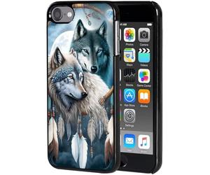 for iPod Touch 7 Case,Touch 6/5 Case,AIRWEE Slim Back Cover Hard Plastic Protector Case for Apple iPod Touch 5th/6th/7th Generation for Women Girl Men, Wolf Lover