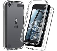 for iPod Touch 7th/6th/5th Generation Case, for iPod Touch case, Shockproof Silicone Case [with Built in Screen Protector] Full Body Heavy Duty Rugged Defender Cover Case for iPod Touch 7/6/5 (Clear)