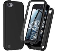 for iPod Touch 7th/6th/5th Generation Case, for iPod Touch case, Shockproof Silicone [with Built in Screen Protector] Full Body Heavy Duty Rugged Cover (Black)