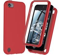 for iPod Touch 7th/6th/5th Generation Case, iPod Touch case, Shockproof Silicone Case [with Built in Screen Protector] Full Body Heavy Duty Rugged Defender Cover (Red)