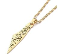 For Israel Palestine Stainless Steel Map Pendant Necklace Earrings And Ring Set Fashionable And Versatile Suitable For Men Women Brides And Grooms Suitable For Wedding Parties (model7-gold)