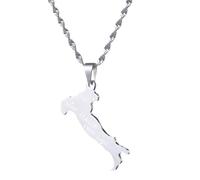For Italy Stainless Steel Map Pendant Necklace Earrings Ring Set Fashionable Versatile Suitable For Men Women Brides Grooms Suitable For Wedding Parties Various Festivals (model1-silver)