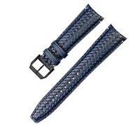 for IWC IW344205 Portuguese Chronograph Pilot Portofino Folding Buckle Strap 22mm Woven Cowhide Leather Watchband (Color : Blue-Rose Gold A, Size : 20mm)
