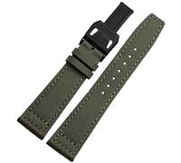 for IWC Pilot Spitfire Timezone TopGun Strap Green Black Belts Wristwatch Straps 20mm 21mm 22mm Nylon Canvas Fabric Watch Band (Color : Pin Green Silver, Size : 21mm)