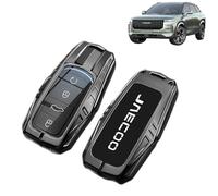 For Jaecoo 7 Key Fob Holder, Premium for Jaecoo 7 Car Accessories for Chery for Jaecoo J7 J8 2025, Protective Car Key Cover with 5-Layer Defense, Gun Metal Alloy Glowing Silicone Logo and Lanyard