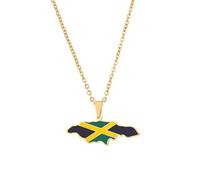 For Jamaica Stainless Steel Map Pendant Necklace Earrings And Ring Set Fashionable And Versatile Suitable For Men Women Brides And Grooms Suitable For Wedding Parties Various Festivals (gold)