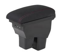 For Jazz 2 2014 2015 2016 2017 2018 2019 Car Centre Console Armrest Box Retrofit Accessorie Car Storage Box Parts(A1 Black red leather)