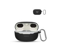 for JBL ENDURANCE RACE Wireless Earbuds,daunke Soft Silicone Protective Cover,Skin Case with Carabiner,Full Protection,Black