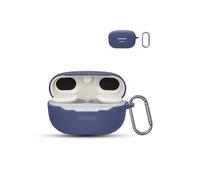 for JBL ENDURANCE RACE Wireless Earbuds,daunke Soft Silicone Protective Cover,Skin Case with Carabiner,Full Protection,Blue