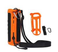 for JBL Flip 6 Speaker Carrying Case Protective Silicone Sleeve, Outdoor Portable Audio Case Cover with Shoulder Strap and Carabiner (Orange)