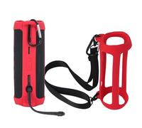 for JBL Flip 6 Speaker Carrying Case Protective Silicone Sleeve, Outdoor Portable Audio Case Cover with Shoulder Strap and Carabiner (Red)