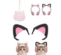 For JBL Junior 470 NC Cute Cat Ears Headphone Attachment - Detachable Kawaii Headset Decoration, Flexible & Reusable Over-Ear Headphone Accessories, Black