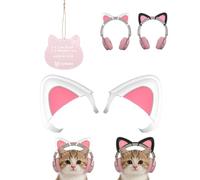 For JBL Live 670 NC Cute Cat Ears Headphone Attachment - Detachable Kawaii Headset Decoration, Flexible & Reusable Over-Ear Headphone Accessories, White